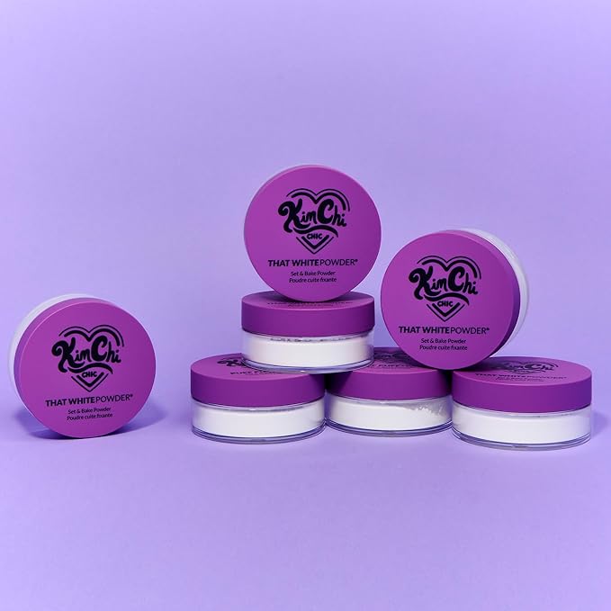 Kimchi Chic Beauty That WhitePowder Set and Bake Mattifying Setting Powder for Makeup, Extra Fluffy Loose Face Powder Poof, Soft Natural Face Makeup Helps Minimize the Appearance of Fine Lines, White-FlexoryFit