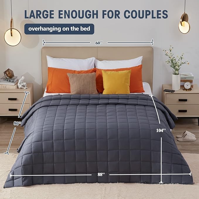 yescool Weighted Blanket for Adults (30 lbs, 88โ x 104โ, Grey) Cooling Heavy Blanket for Sleeping Perfect for 290-310 lbs, King Size Breathable Blanket with Premium Glass Bead
