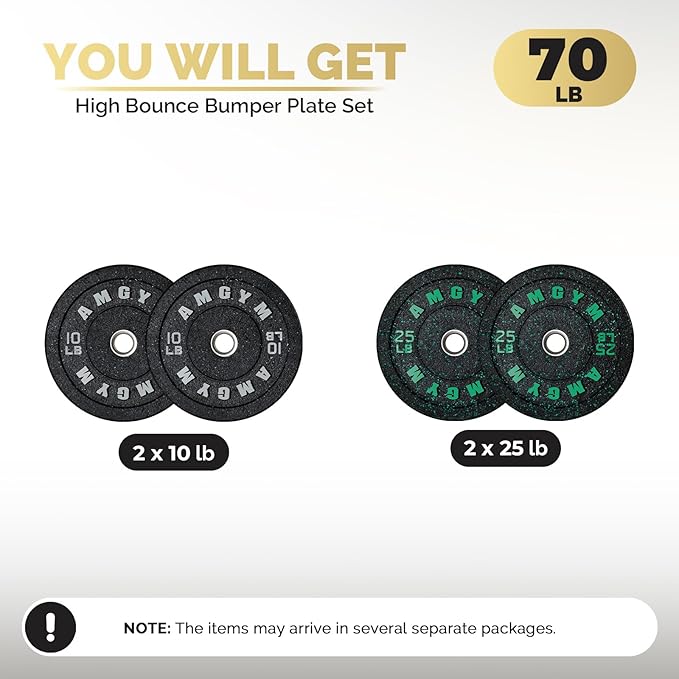 2 Inch Bumper Plates,10-500lbs,Barbell Rubber Olympic Weight Plates Set for Home Gym, Strength Training & Weight Lifting, Multiple Options Colors