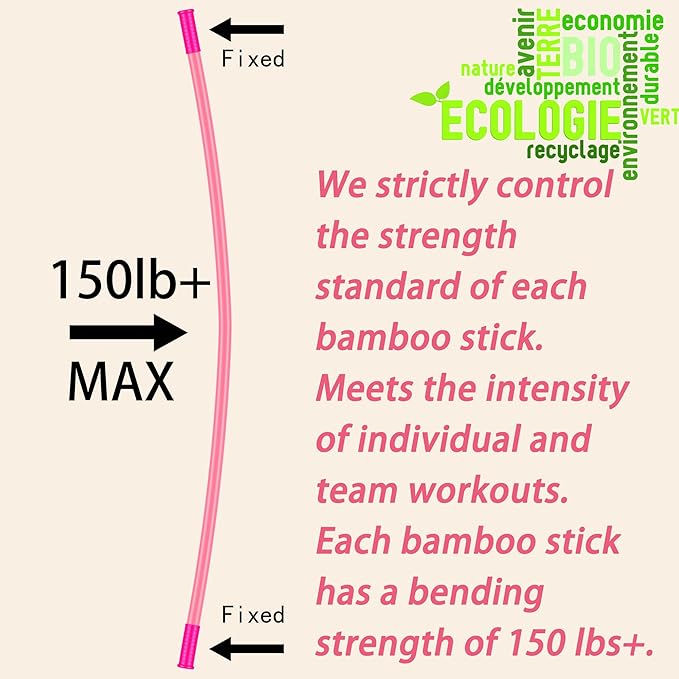 5ft Yoga Stick from Natural Bamboo with Non-Slip Handle-Stretching Stick for Mobility, Flexibility,Exercise,Workout, Physical Therapy,Pilates,Balance Fitness-Access Online Video Guide Without Any Info-FlexoryFit