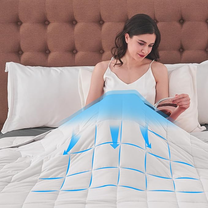 King Size Weighted Blanket for Adults (30 lbs, 80โ x 87โ, White) Cooling Heavy Blanket for Sleeping Perfect for 290-310 lbs, Breathable Blanket for Adults & Couple All Season, Machine Washable
