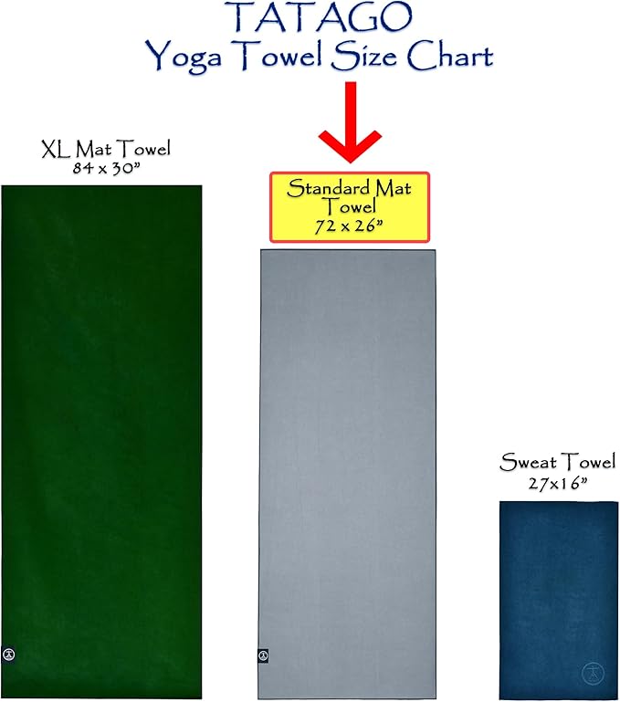Tatago Hot Yoga Mat Towel Non Slip for Hot Yoga (72 inch) Our Hot Yoga Towel Non Slip Silicone Dabs & Absorbent Microfiber Blend Gives You More Grip As You Drip (Nube Gris-72, Standard - 72")-FlexoryFit