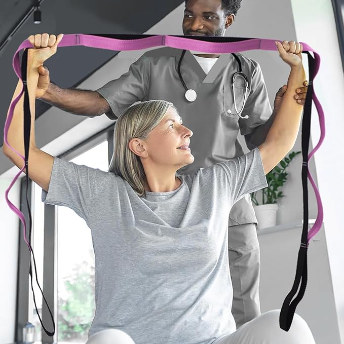 Premium Durable Stretch Straps with Loops, Stretching Strap for Physical Therapy, Multi-Loop Yoga Strap Fitness Exercise Strap for Yoga, Pilates, Dance, Flexibility&Exercise-FlexoryFit