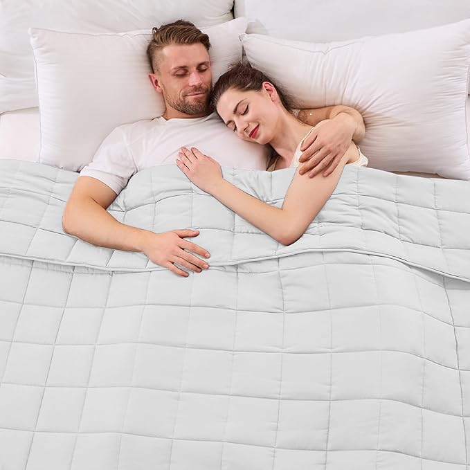 King Size Weighted Blanket for Adults (30 lbs, 80โ x 87โ, White) Cooling Heavy Blanket for Sleeping Perfect for 290-310 lbs, Breathable Blanket for Adults & Couple All Season, Machine Washable