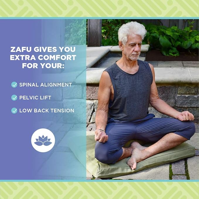 Bean Products Zafu Meditation Pillows for Sitting on Floor, Yoga Cushion, Cotton/Buckwheat Fill Yoga Pillow, Zafu Meditation Cushion, Zen Kneeling Prayer Pad- Made in USA - 14" Round - Forest Green-FlexoryFit