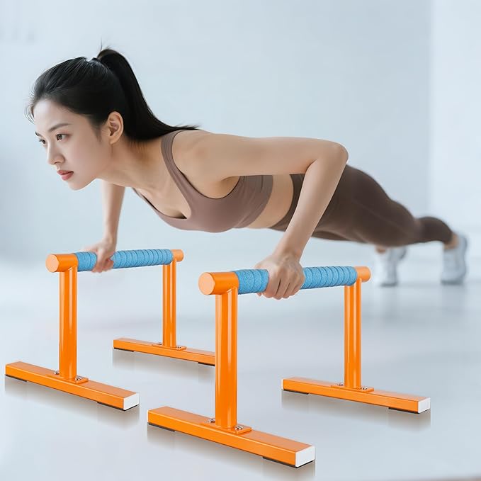Strength Training Parallettes I-Sit Push Up Bars, Pushup Handles Calisthenics Equipment for Home Workout, Anti-slip Gymnastics Bars, Handstand & Dip Bar for Outdoor Exercise-FlexoryFit
