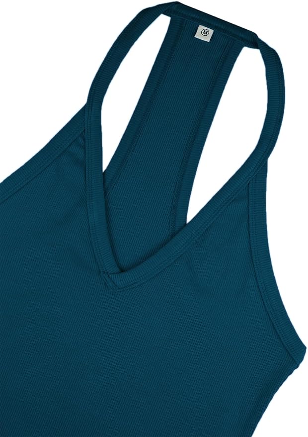 iGENJUN Workout Tops for Women Racerback Basic Tank Summer 2025 Camisole V Neck Slim Fit Ribbed Sleeveless-FlexoryFit
