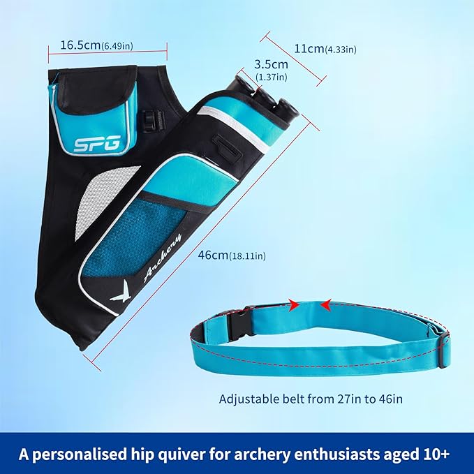 SOPOGER Archery Hip Quiver for Arrows - 3 or 4 Tube Bow Belt Quiver Waist Hanged for Youth Teens Adults Compound Bow Recurve Bow Target Shooting