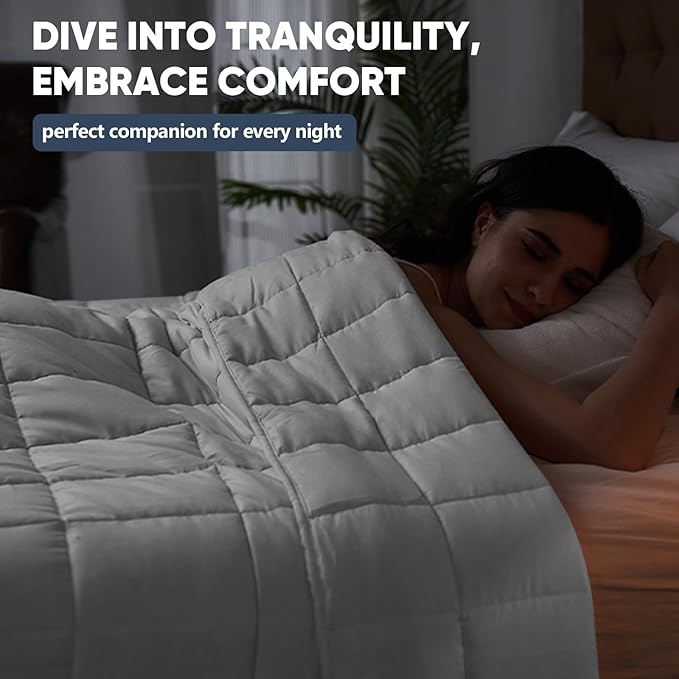 King Size Weighted Blanket for Adults (30 lbs, 80โ x 87โ, White) Cooling Heavy Blanket for Sleeping Perfect for 290-310 lbs, Breathable Blanket for Adults & Couple All Season, Machine Washable