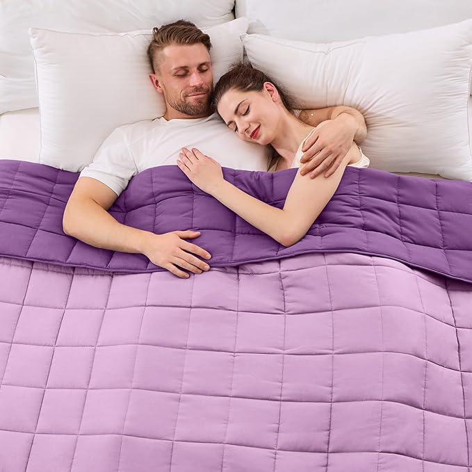 King Size Weighted Blanket for Adults (30 lbs, 80โ x 87โ, Purple) Cooling Heavy Blanket for Sleeping Perfect for 290-310 lbs, Breathable Blanket for Adults & Couple All Season, Machine Washable