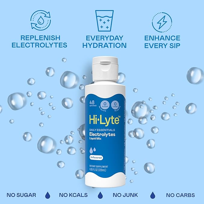 Hi-Lyte Sugar Free Electrolytes for Rapid Hydration, Fasting and Immune Support (3 Bottles, 144 Servings) | NO Calories | 20%+ More Potassium, Magnesium & Zinc-FlexoryFit