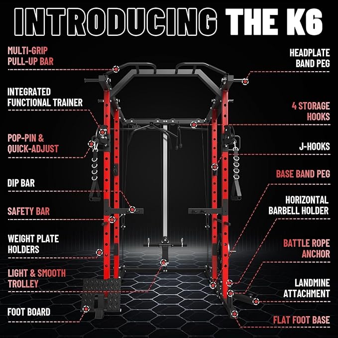 Mikolo Power Cage, Power Rack with Cable Crossover System, 1500LBS Squat Rack with LAT Pull Down System, Workout Cage with Pulley System for Fitness Home Gym-FlexoryFit