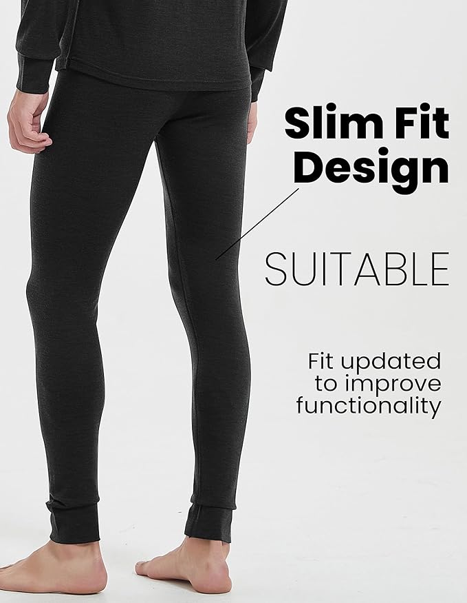 Iguana Mens 100% Merino Wool Base Layer Sets for Ski Lightweight Thermal Underwear-FlexoryFit