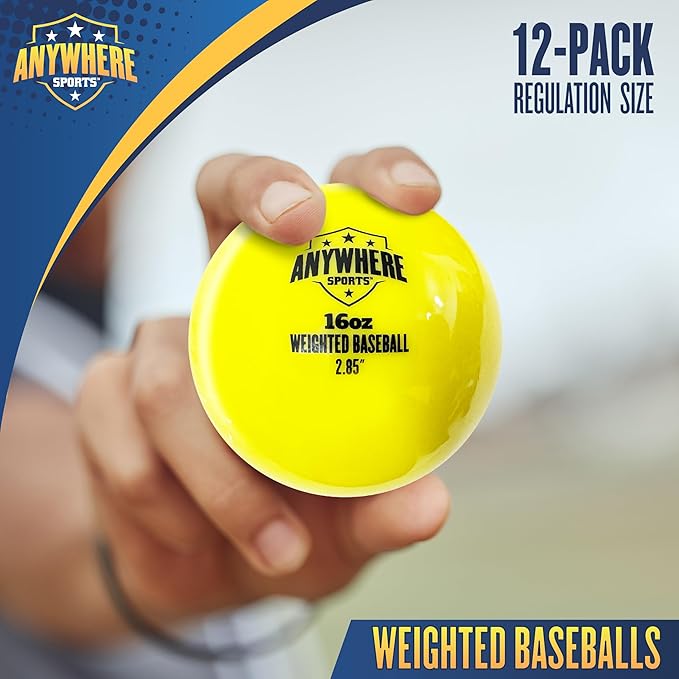 Weighted 16 oz Training Baseballs - Hitting & Pitching for All Skill Levels - Improve Power and Mechanics with Weighted Baseball Training Balls, 2.85” Diameter