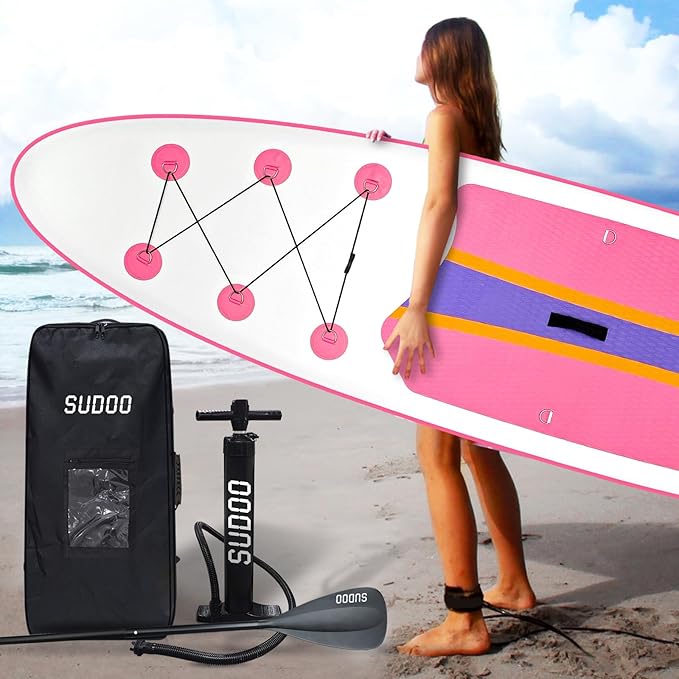 Inflatable Stand Up Paddle Board 10โx30โโ- Ultra-Light SUP with Backpack, Pump, Paddle, Coil Leash, 3 Fins, Repair Kit, Stable Design, Non-Slip EVA Deck for Adults & Youth