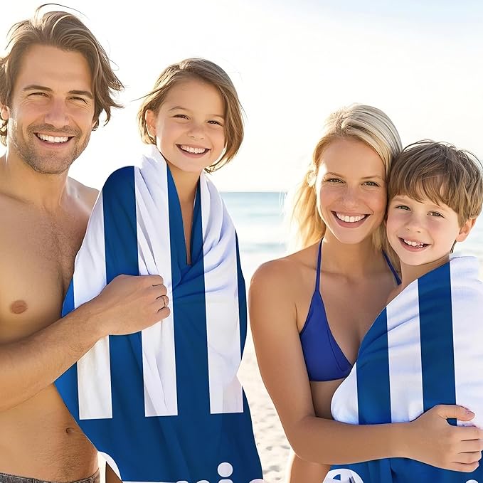 JML Personalized Beach Towel with Name, Custom Cabana Stripe Beach Towel, Customized Microfiber Pool Towel, Quick Dry & Absorbent Swim Towel for Adult,Mother's Day, Birthday, Summer Holiday,Vacation-FlexoryFit