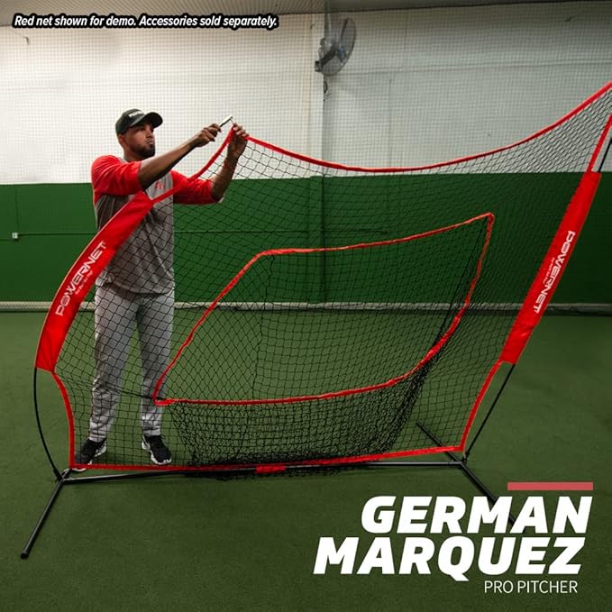 PowerNet Baseball Softball Practice Net 7x7 with Baseball Accessories for Practice Pitching, Batting & Fielding, Ball Caddy, Weighted Baseballs, Tee