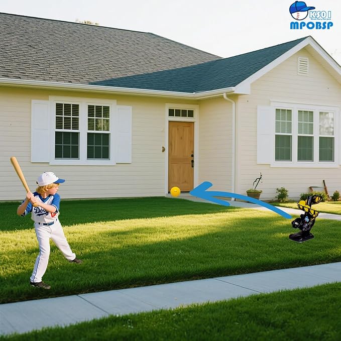 Upgraded Electronic Baseball Pitching Machine for Youth - Adjustable Angles & Speeds,AC Powered & Battery Powered, 8 Practice Balls Included - Ideal for Beginner Batting & Fielding Training