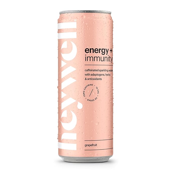 Heywell Sparkling Adaptogenic Water, Energy and Immunity, Grapefruit Flavor, 12 Fluid Ounce (Pack of 12) - Caffeinated, Organic, Non GMO, Vegan, Gluten Free, Dairy Free-FlexoryFit
