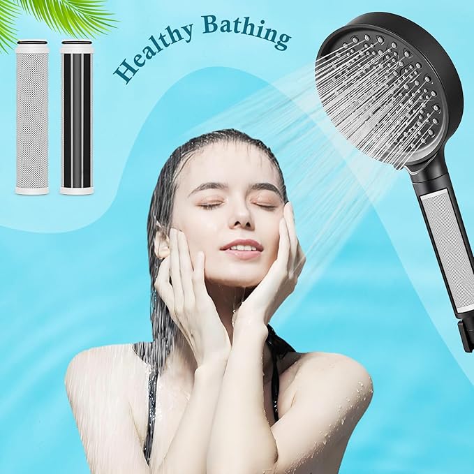 AWO 3 PACK Replacement Shower Filter Compatible with Cobbe Handheld Shower Head - 2.0 Carbon Showerhead Filter System,Water Softener Filters Beads for Hard Water Reduces Dry Itchy Skin,Remove Chlorine