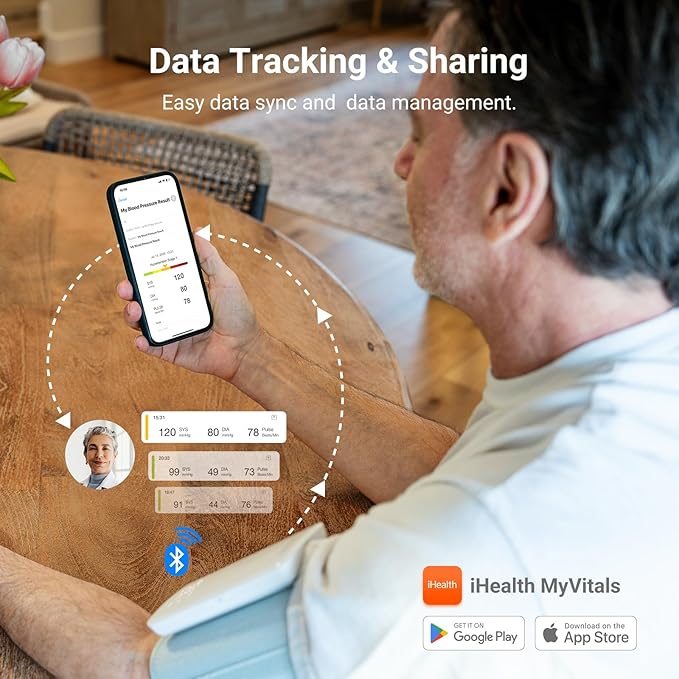 iHealth Neo Wireless Blood Pressure Monitor, Upper Arm Cuff, Bluetooth Blood Pressure Machine, Ultra-Thin & Portable, App-Enabled for iOS & Android-FlexoryFit