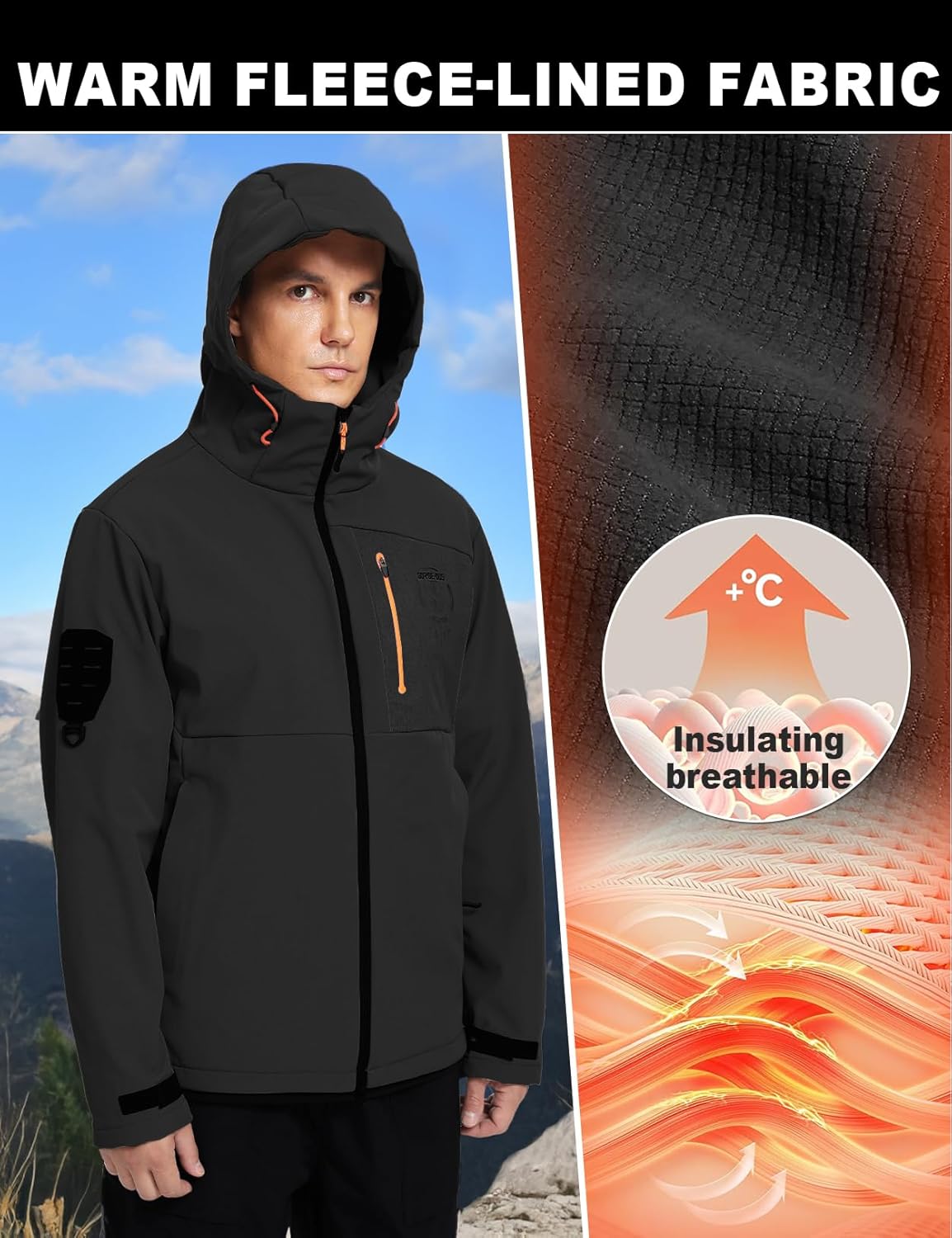 GEMYSE Men's Lightweight Rain Jacket Waterproof Raincoat Hooded Softshell Windbreaker for Outdoor Hiking Travel