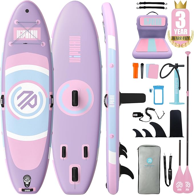 Niphean(Ultra-Light)Inflatable Paddle Board with (Beginner Friendly) StabilTrac Fin and Durable SUP Accessories, 10' Stand Up Paddle Boards for Adults & Youth, Versatile Yoga Paddle Board, Gift Ideas