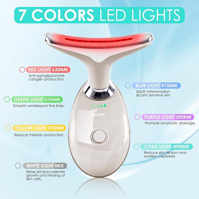 Facial Massager Red-Light-Therapy-for-Face and Neck, Face ๐ฒ culpting Wand with 7 Color (Champagne)