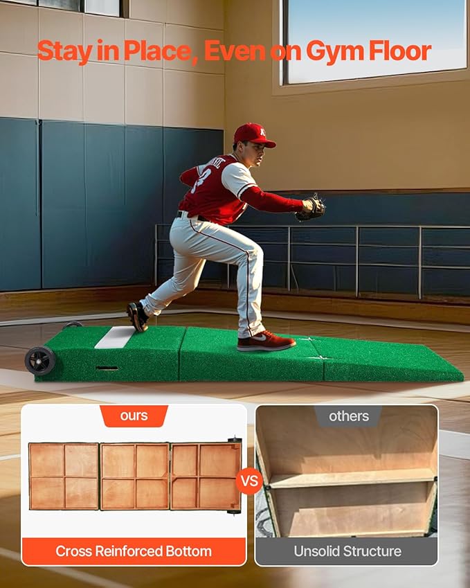 VEVOR Pitching Mound, Baseball Game Mound, Indoor/Outdoor Pitching Practice and Training Equipment, Softball Pitching Aids with Antifade Turf and Pitching Rubber