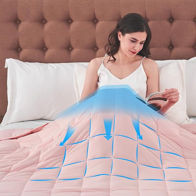 yescool King Size Weighted Blanket for Adults (25 lbs, 80โ x 87โ, Pink) Cooling Heavy Blanket for Sleeping Perfect for 240-260 lbs, Breathable Blanket for Adults & Couple All Season, Machine Washable