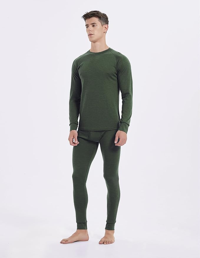Iguana Mens 100% Merino Wool Base Layer Sets for Ski Lightweight Thermal Underwear-FlexoryFit