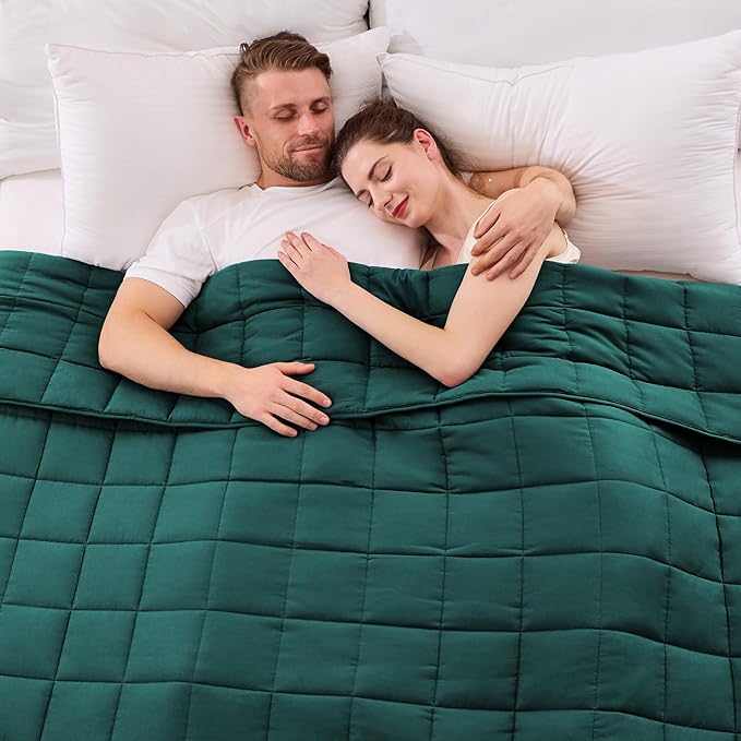 King Size Weighted Blanket for Adults (30 lbs, 80โ x 87โ, Dark Green) Cooling Heavy Blanket for Sleeping Perfect for 290-310 lbs, Breathable Blanket for Adults & Couple All Season, Machine Washable