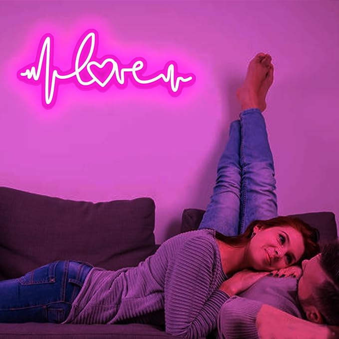Pink Love Neon Signs for Wall Decor Neon Lights for Bedroom Led Signs Suitable for Birthday Party Valentines' Day Christmas Living Room Kids Wedding Girls Decoration 18.11"X7.87"-FlexoryFit