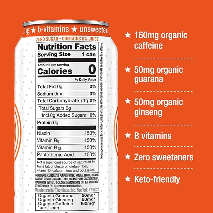 Hiball Energy Seltzer Water, Caffeinated Sparkling Water Made with Vitamin B12 and Vitamin B6, Sugar Free of 16 Fl Oz(Pack of 8), Blood Orange-FlexoryFit