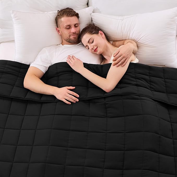 King Size Weighted Blanket for Adults (25 lbs, 80โ x 87โ, Black) Cooling Heavy Blanket for Sleeping Perfect for 240-260 lbs, Breathable Blanket for Adults & Couple All Season, Machine Washable