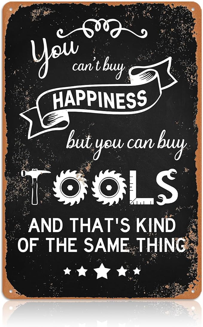 Garage Signs for Men Mechanic Shop Decor Funny Tool Rule Metal Tin Signs for Dad Garage Gifts Grandpa Workshop Wall Decor 8x12 Inch-FlexoryFit