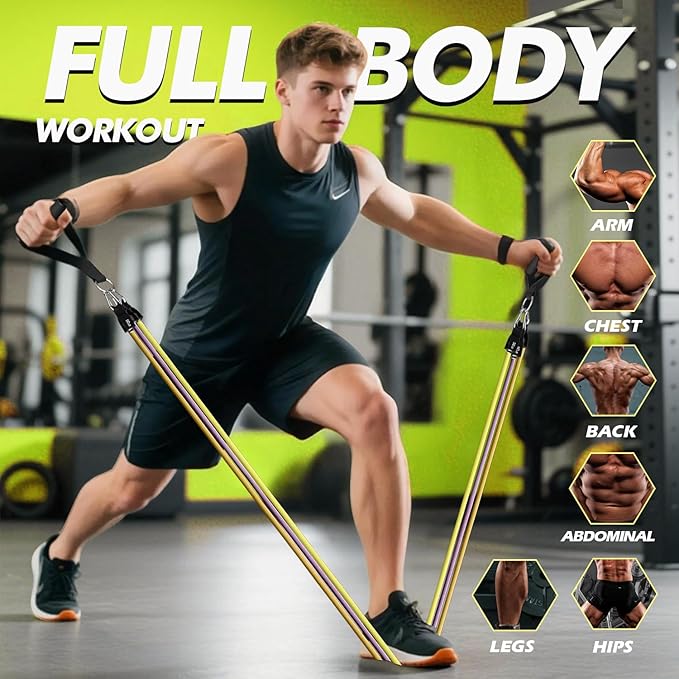 WHATAFIT Resistance Bands, Exercise Bands,Resistance Bands for Working Out, Work Out Bands with Handles for Men and Women Fitness, Strength Training Home Gym Equipment-FlexoryFit