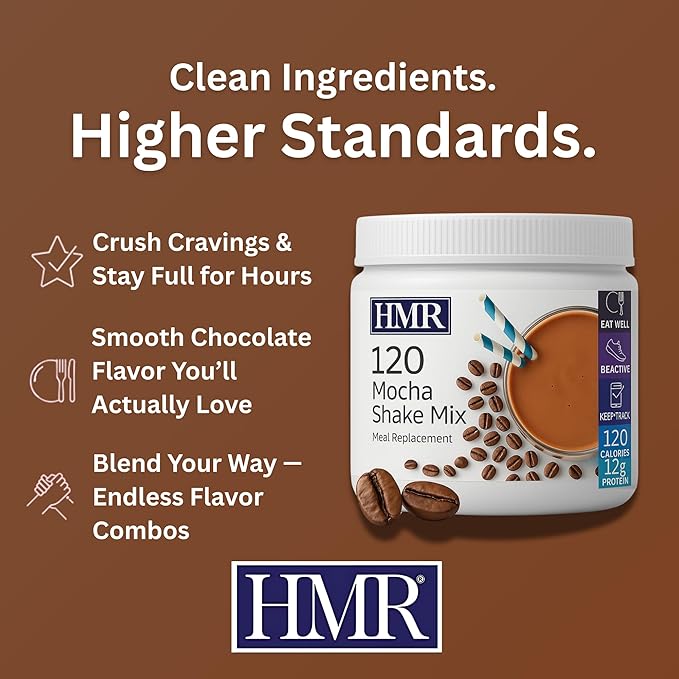 HMR 120 Shake Meal Replacement Powder | Mocha Shake Mix to Support Healthy Weight Loss | 12g of Protein | Nutritional Drink | Low Calorie Food | 12 Servings-FlexoryFit