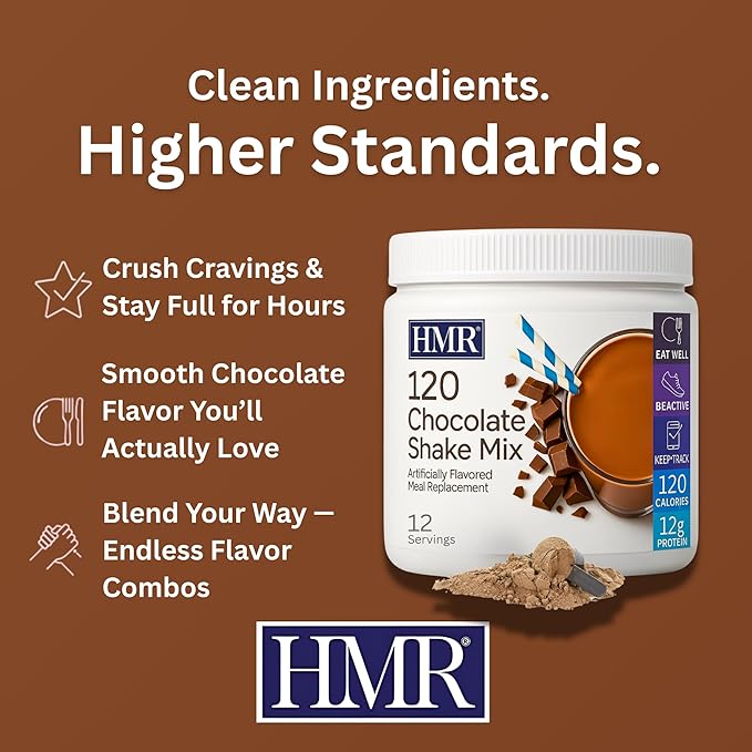 HMR 120 Shake Meal Replacement Powder | Chocolate Shake Mix to Support Healthy Weight Loss | 12g of Protein | Nutritional Drink | Low Calorie Food | 2 Pack (choc/choc), 12 Servings Each-FlexoryFit