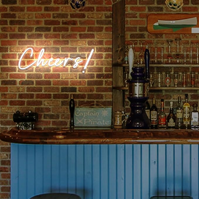 Cheers Neon Signs Cheer Sign for Bar Light Sign for Wall Decor USB Powered Neon Sign for Bar Club Gaming Room Home Birthday Party Decor Sign Gift White (18.5 * 6.69in)-FlexoryFit