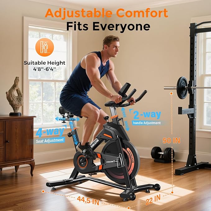 YOSUDA Magnetic Exercise Bike,Stationary Bikes for Home with Exclusive App, 400 lbs Weight Capacity & 50 lbs Flywheel, Indoor Cycling Bike with Tablet Holder & Adjustable Seat and Handlebars