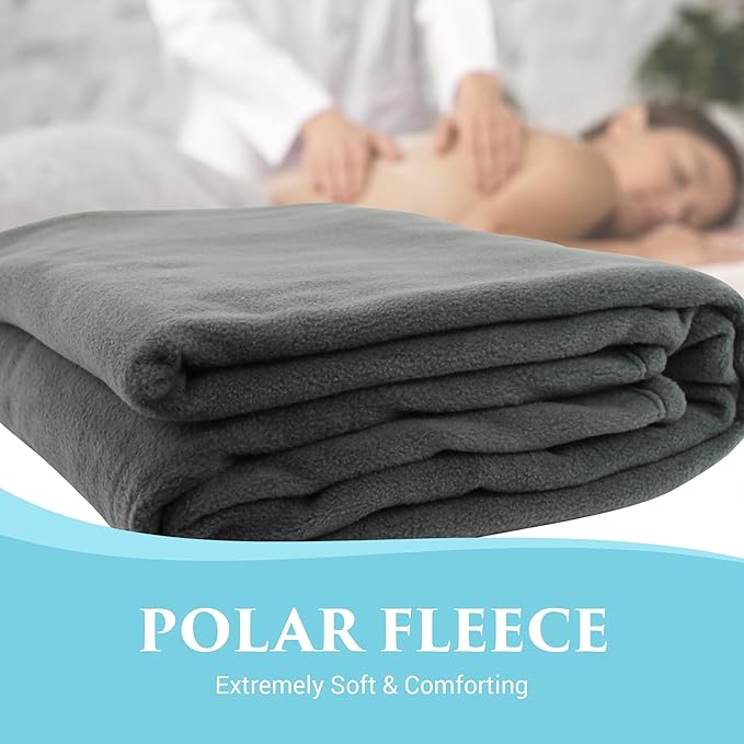 NRG Polar Fleece Blankets Fleece Massage Table Blanket - 60" x 86" - Grey - Ultra Soft, Warm & Comfortable - Lightweight Blanket Perfect for Most Massage Tables - Machine Washable
