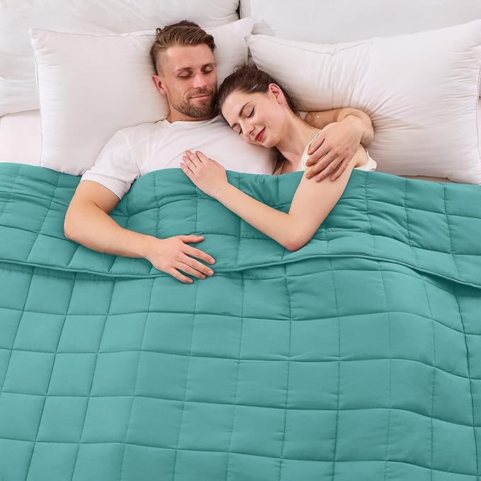 yescool King Size Weighted Blanket for Adults (25 lbs, 80โ x 87โ, Teal) Cooling Heavy Blanket for Sleeping Perfect for 240-260 lbs, Breathable Blanket for Adults & Couple All Season, Machine Washable