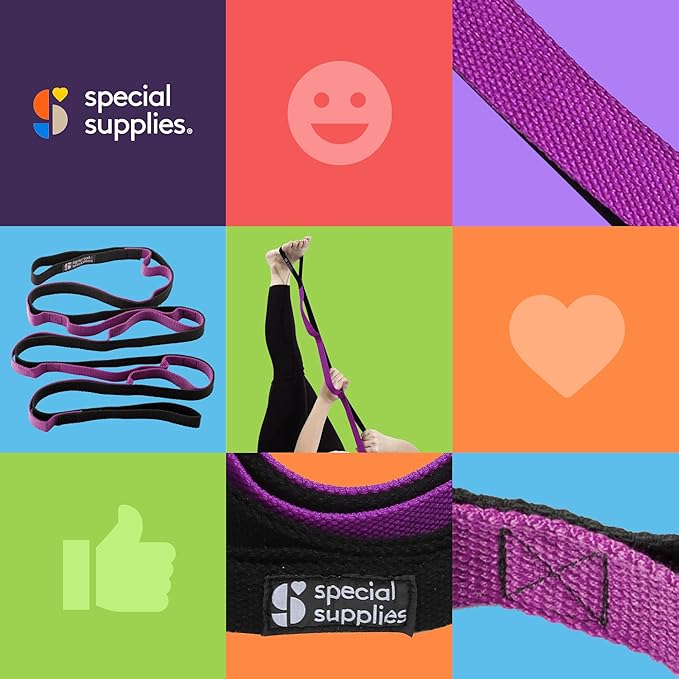 SPECIAL SUPPLIES Yoga Strap for Stretching, Stability Training, Fitness, Flexibility, Physical Therapy, Home Workout Equipment, Strength Training, and Pilates (Purple)-FlexoryFit