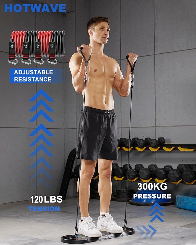 HOTWAVE Push Up Board Fitness, Portable Foldable 20 in 1 Push Up Bar at Home Gym, Pushup Handles for Floor. Professional Strength Training Equipment For Man and Women,Patent Pending-FlexoryFit