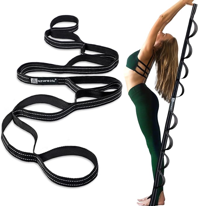 Premium Durable Stretch Straps with Loops, Stretching Strap for Physical Therapy, Multi-Loop Yoga Strap Fitness Exercise Strap for Yoga, Pilates, Dance, Flexibility&Exercise-FlexoryFit