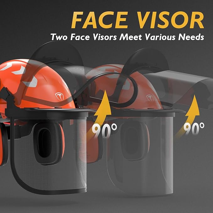 TOOLIOM Chainsaw Helmet with Face Shield and Ear Muffs, Forestry Safety Helmet, ANSI Z89.1 Certified Arborist Helmet, Chainsaw Safety Equipment