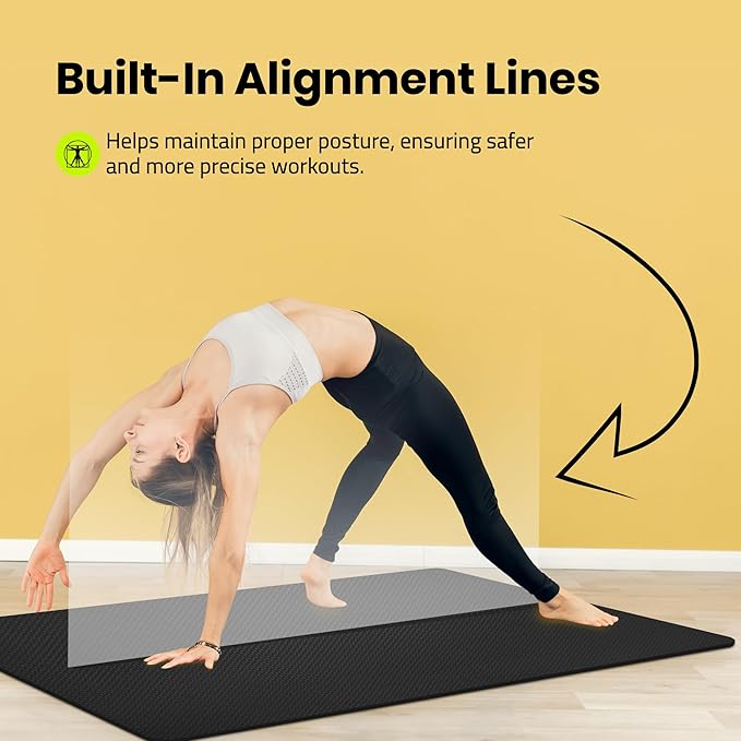 Extra Wide Yoga Mat for Men Women (72"L x 36"W) Non Slip Fitness & Exercise Mat with Alignment Marks for Yoga, Pilates, Floor Workouts-FlexoryFit