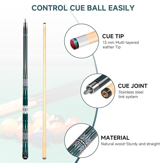 HomeSeason Pool Cue Stick 57" Billiard Cue Sticks Professional Low Deflection Pool Sticks-FlexoryFit