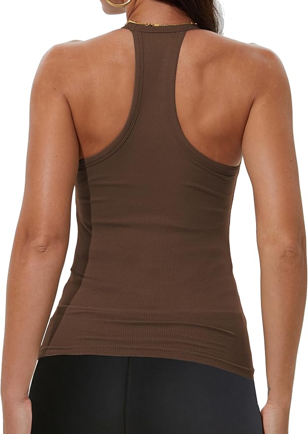 iGENJUN Workout Tops for Women Racerback Basic Tank Summer 2025 Camisole V Neck Slim Fit Ribbed Sleeveless-FlexoryFit
